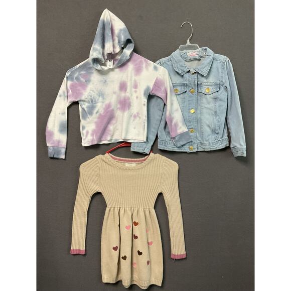 Lot of 3 Girls Size 6 Cynthia Rowley Sweater Dress, Demin Jacket, Hoodies - Picture 1 of 11